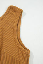 Hazel Blues® |  Beige Corduroy Sleeveless Mini Dress With Patched Pockets