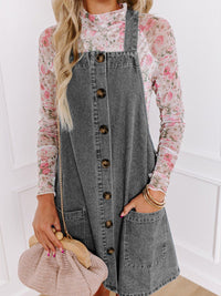 Hazel Blues® |  Wide Strap Button Down Denim Overall Dress