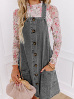 Hazel Blues® |  Wide Strap Button Down Denim Overall Dress