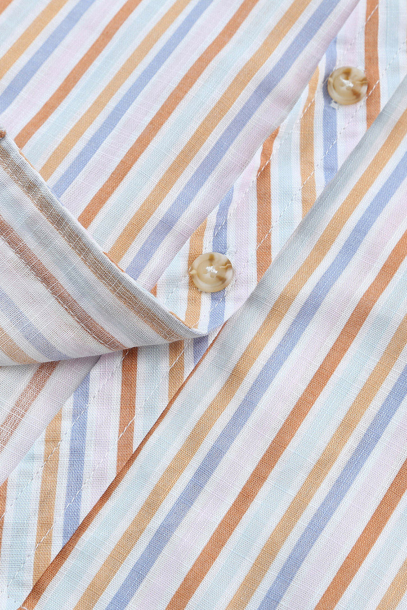 Hazel Blues® |  Pocketed Striped Collared Neck Short Sleeve Shirt