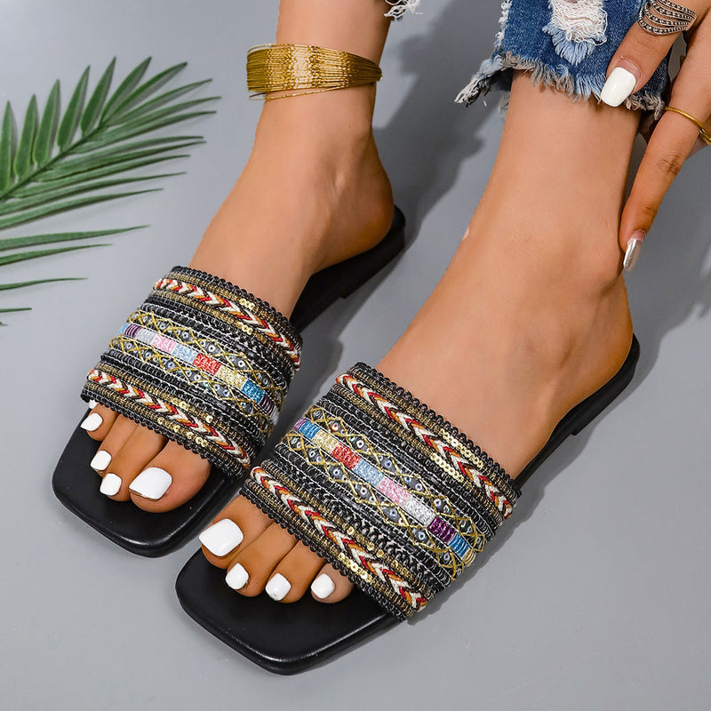 Hazel Blues® |  Open Toe Flat Sandals