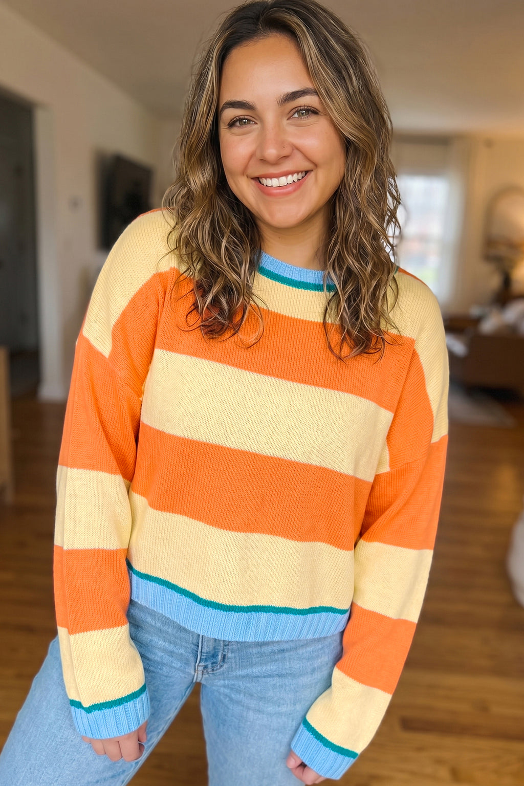 Cecilia Grace Yellow Striped Color-Block Sweater