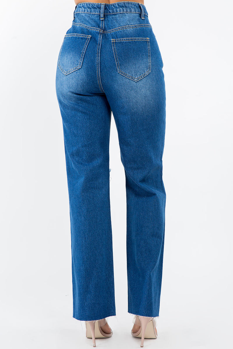 Hazel Blues® |  American Bazi High Waist Distressed Wide Leg Jeans