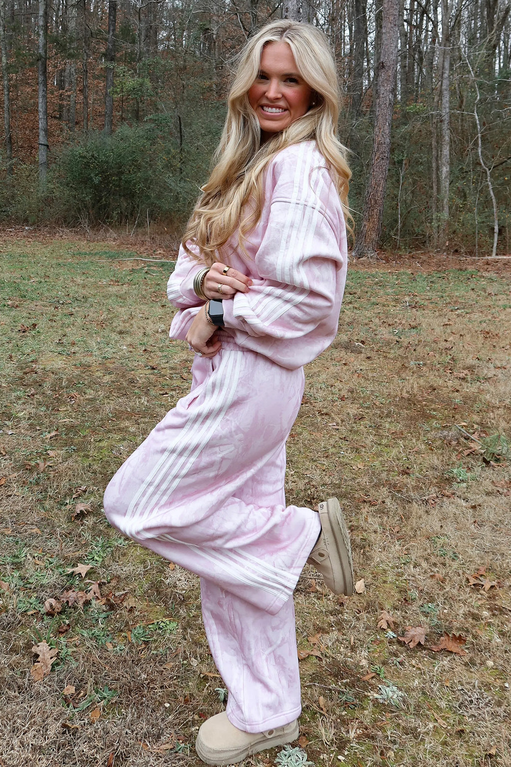 Blush Motion Abstract Stripe Pants Set