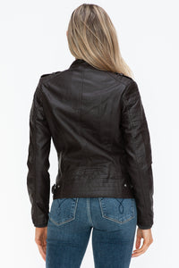 Hazel Blues® |  Snobbish PU Leather Biker Jacket with Side Zip Pockets