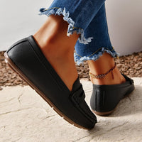 PU Leather Round Toe Flat Slip-Ons