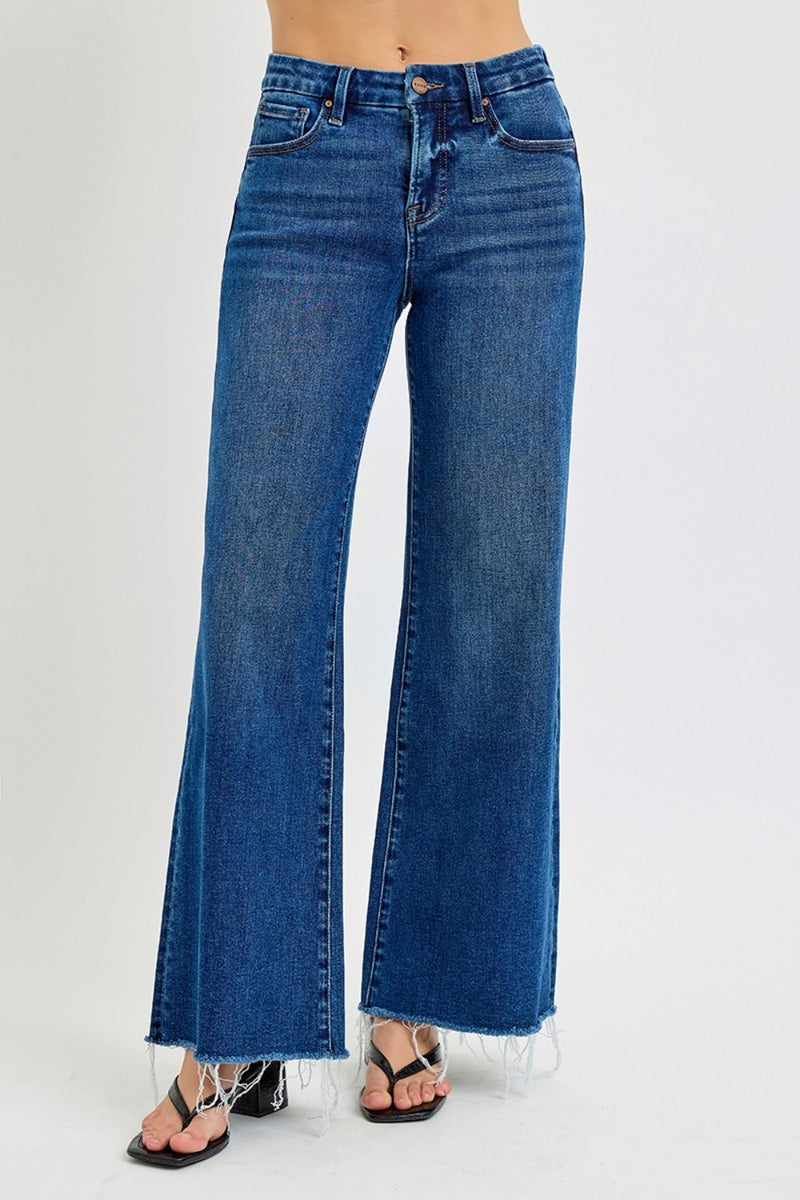 Hazel Blues® |  RISEN Tummy Control High Rise Wide Leg Jeans