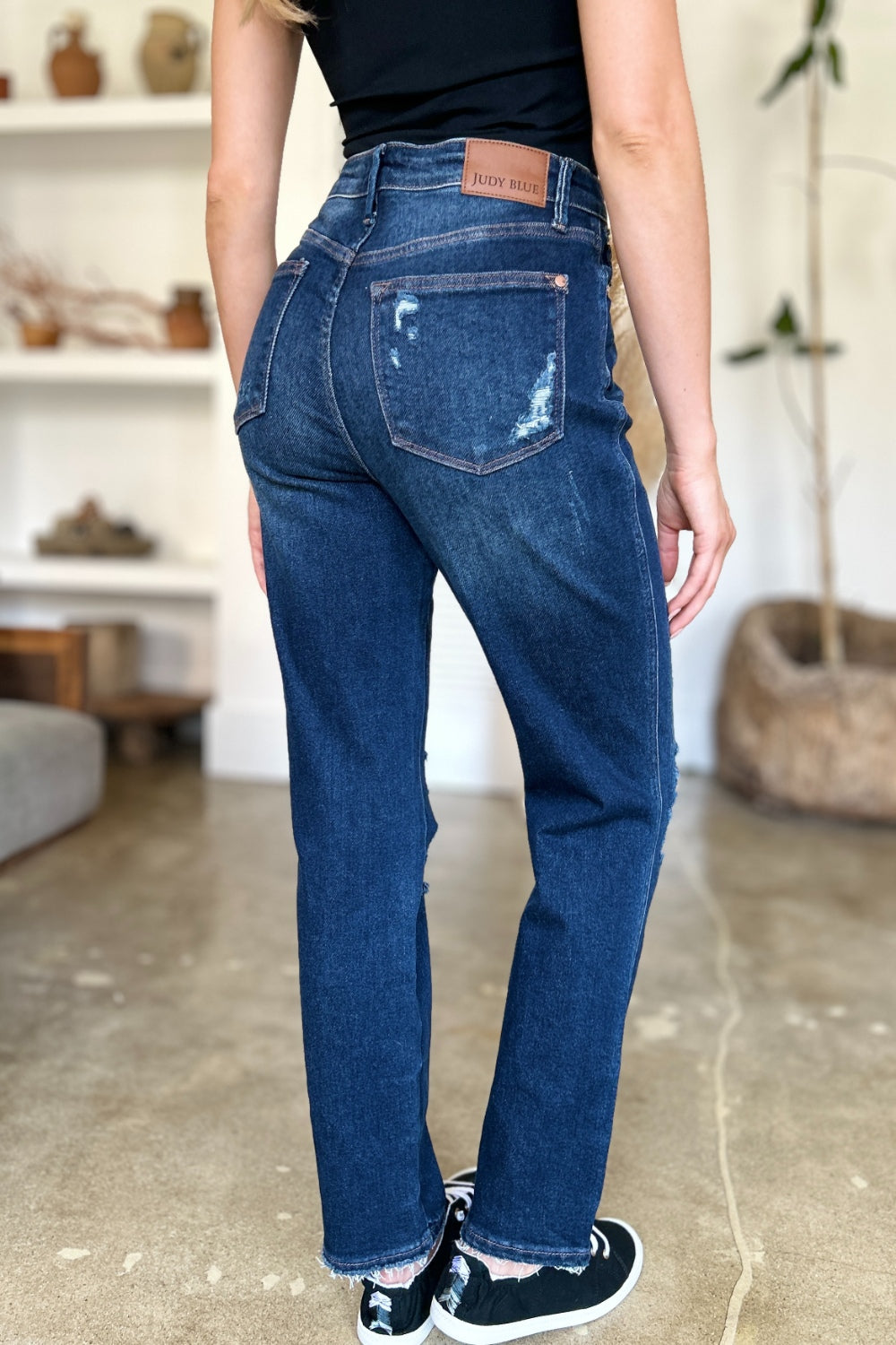 Hazel Blues® |  Judy Blue High Waist Rigid Magic Heavy Destroy Straight Jeans