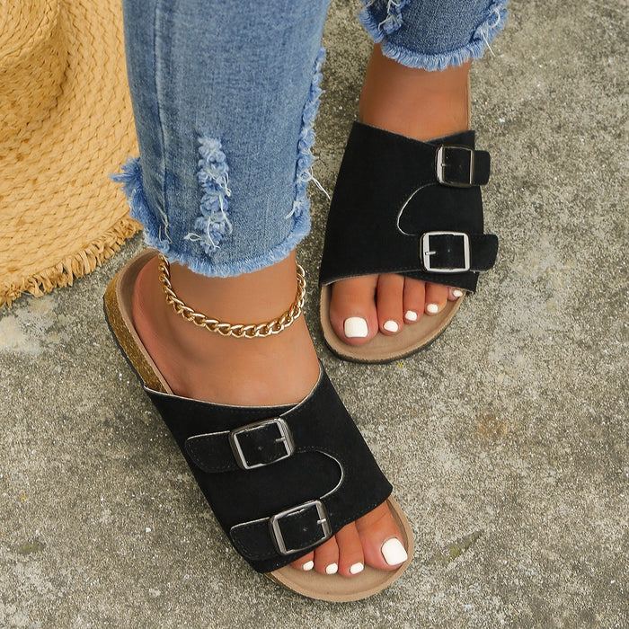 Hazel Blues® |  Metal Buckle Open Toe Sandals