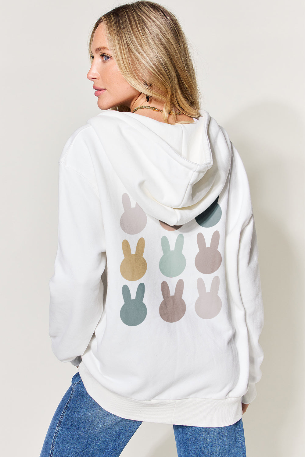 Hazel Blues® |  Easter Bunny Graphic Zip-Up Hoodie with Pockets