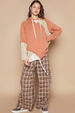 Hazel Blues® |  POL Floral Patchwork Distressed Drawstring Hoodie