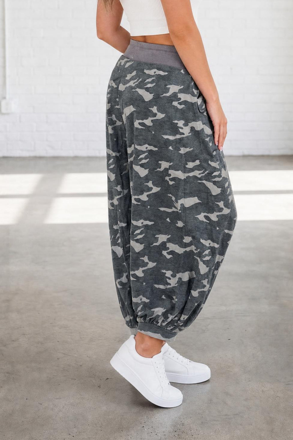 Hazel Blues® |  Multicolour Drawstring Contrast Waistband Camouflage Cargo Barrel Pants