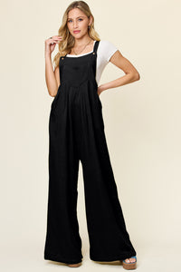 Hazel Blues® |  Double Take Texture Wide Strap Wide Leg Overall