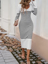 Hazel Blues® |  Striped V-Neck Long Sleeve Sweater Dress