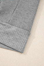 Hazel Blues® |  Gray Waffle Splicing Zip Up Front Button Hooded Jacket