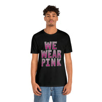 3Blues Designs |   Hazel Blues® |  We Wear Pink Faux Glitter Chenille Letter Tee