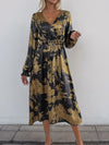 Hazel Blues® |  Perfee Printed Surplice Long Sleeve Midi Dress