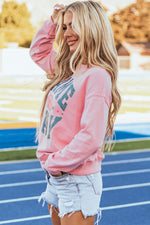 Hazel Blues® |  Pink Football GAME DAY Graphic Drop Shoulder Sweatshirt