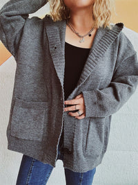 Hazel Blues® |  Dropped Shoulder Long Sleeve Hooded Cardigan