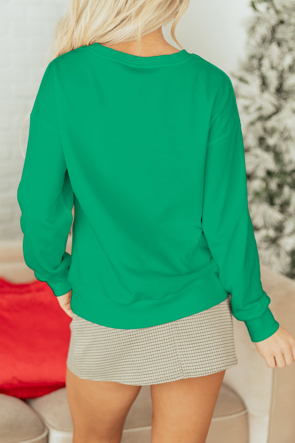 Merry Moment Plaid Sweatshirt — Sea Green