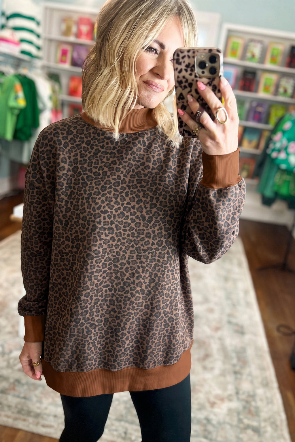 Piper Quinn Brown Leopard Sweatshirt