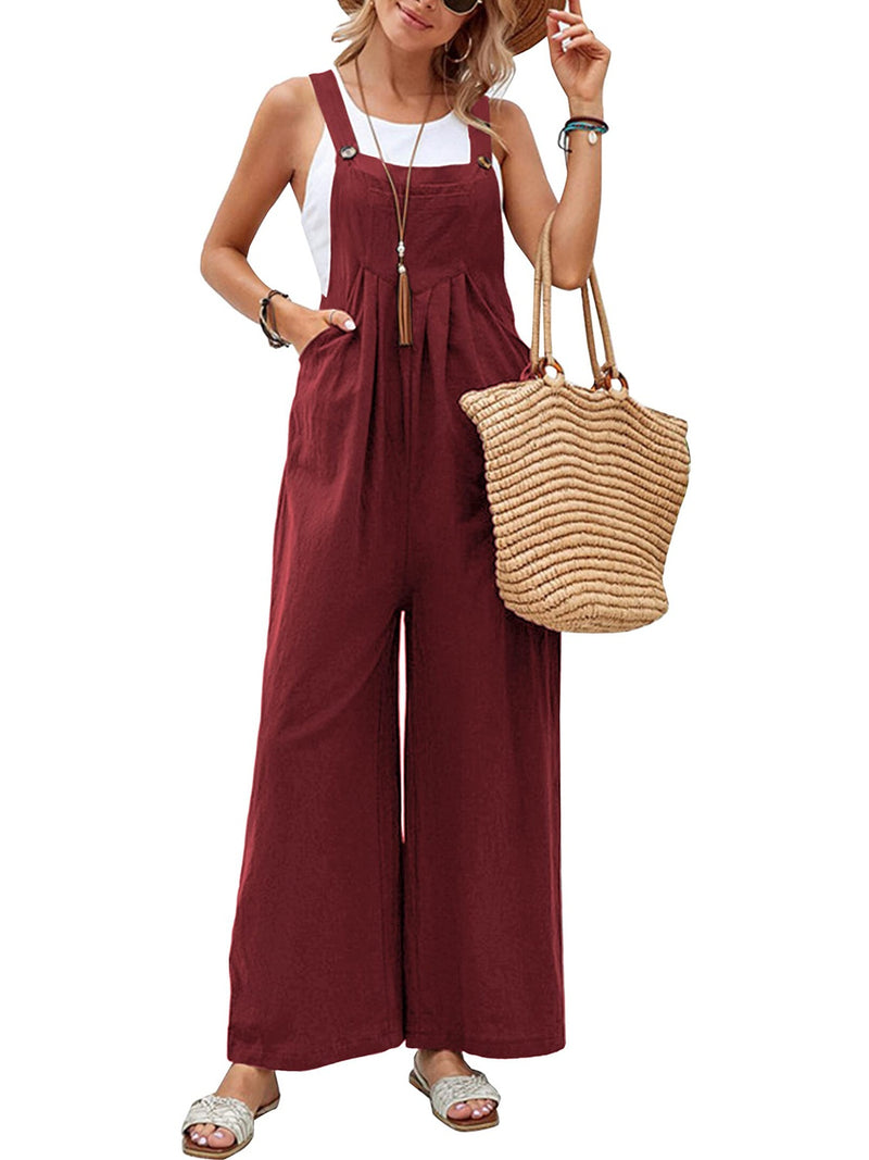 Hazel Blues® |  Square Neck Wide Strap Overalls