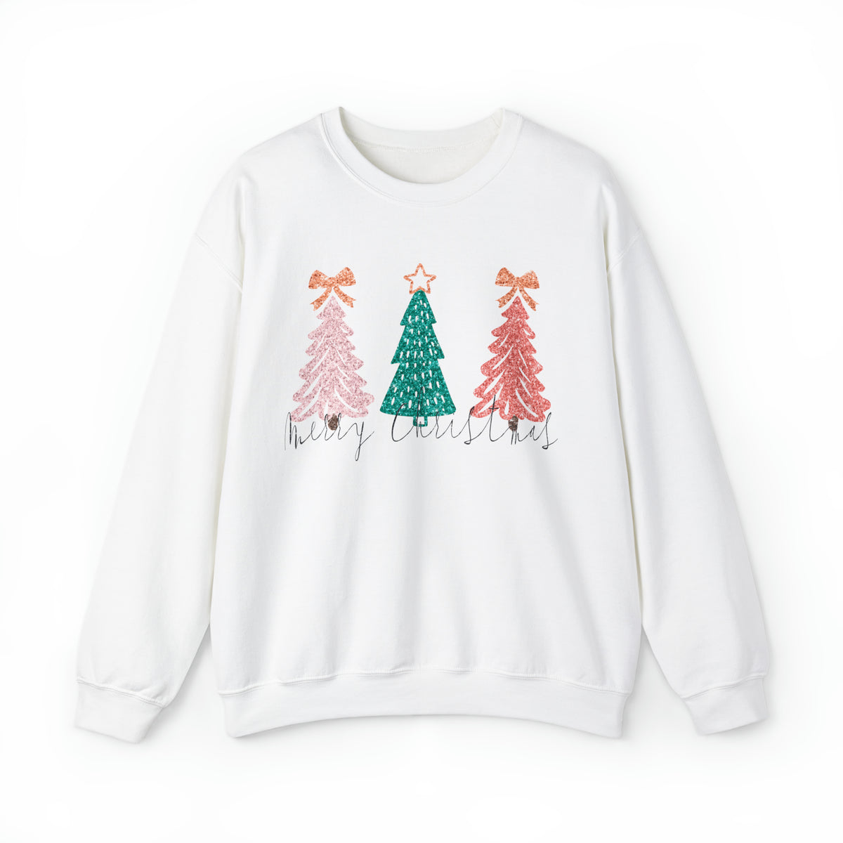 Hazel Blues® |  Christmas Trees Faux Glitter Graphic Sweatshirt