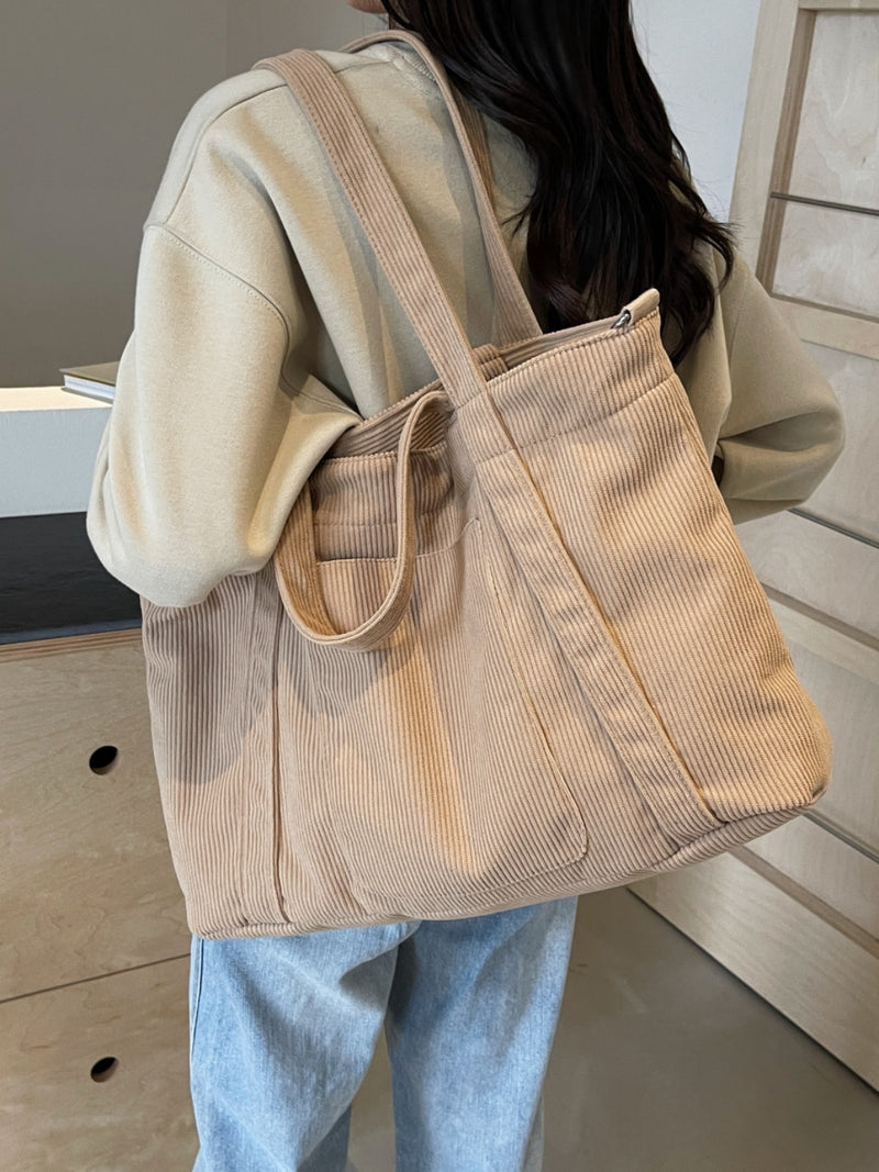 Hazel Blues® |  Corduroy Solid Large Tote Bag