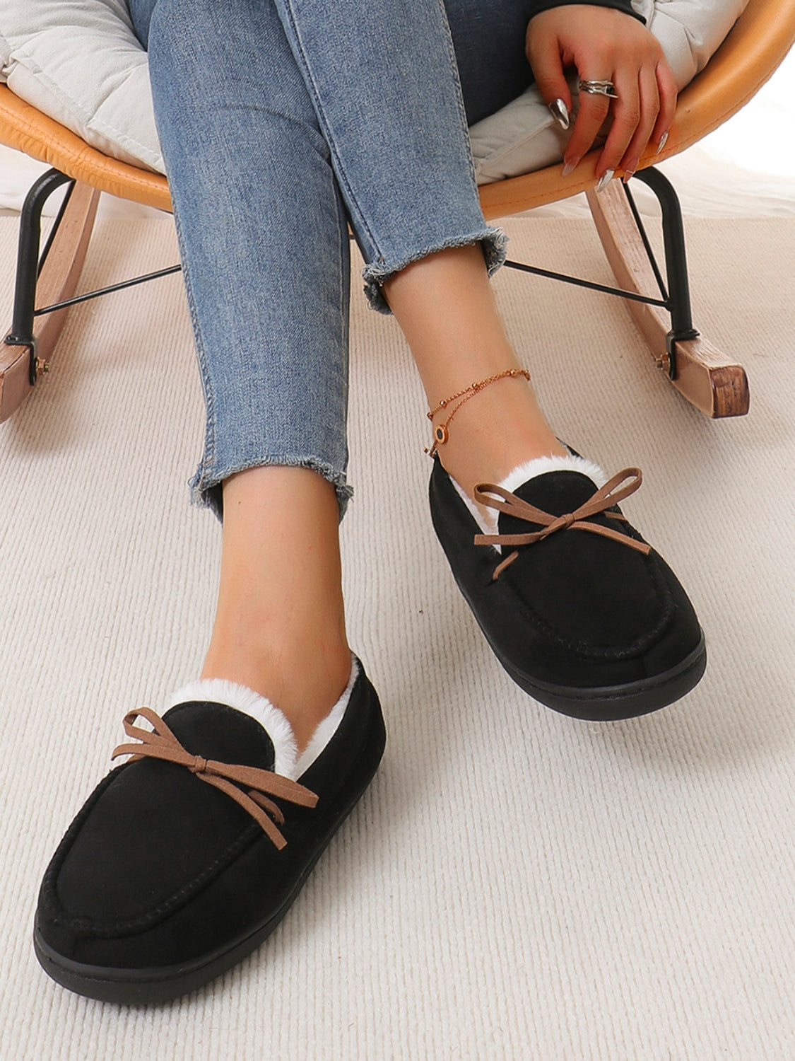 Hazel Blues® |  Bow Round Toe Flat Slip-Ons