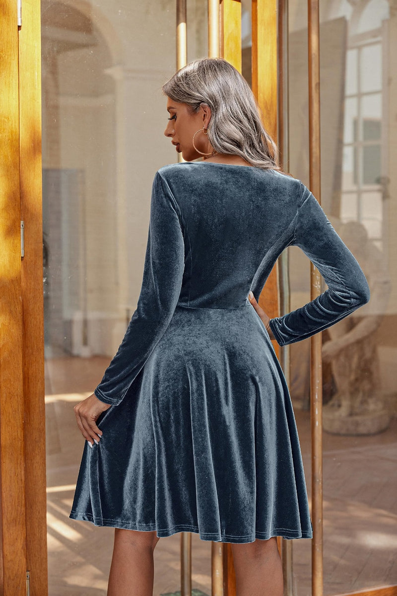 Hazel Blues® |  Round Neck Long Sleeve Knee Length Dress