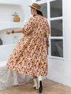 Hazel Blues® | Printed Tie Neck Half Sleeve Midi Dress