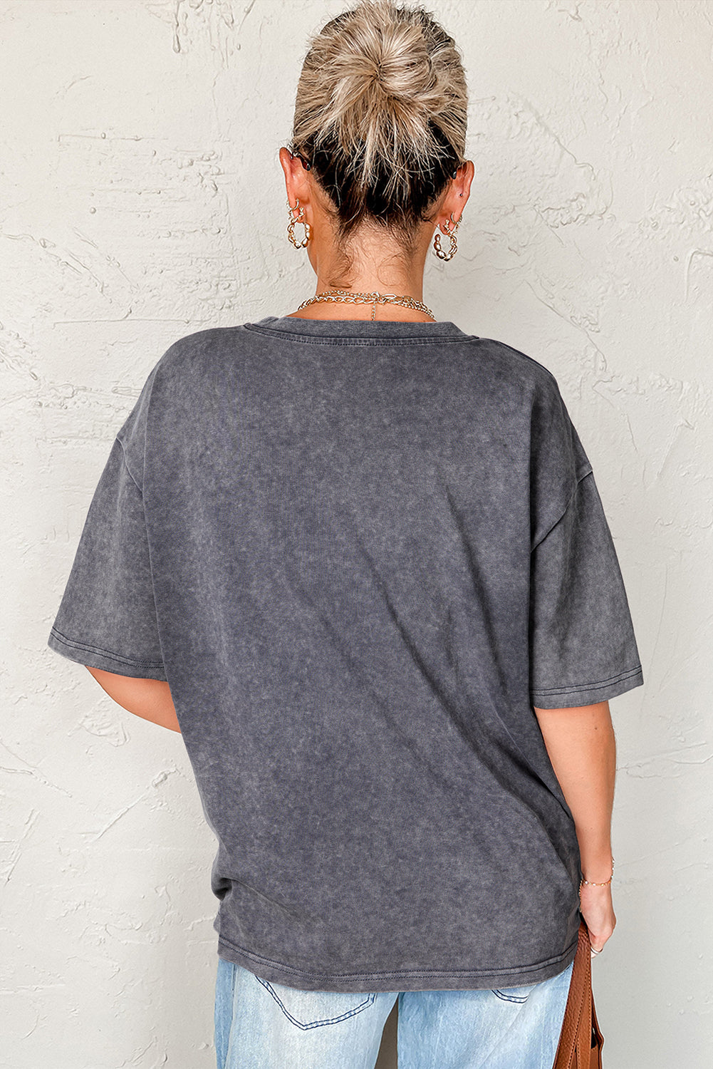 Hazel Blues® |  Medium Grey TEXAS Steer Head Graphic Mineral Wash Oversized T Shirt
