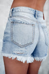 Hazel Blues® |  Distressed Raw Hem Denim Shorts