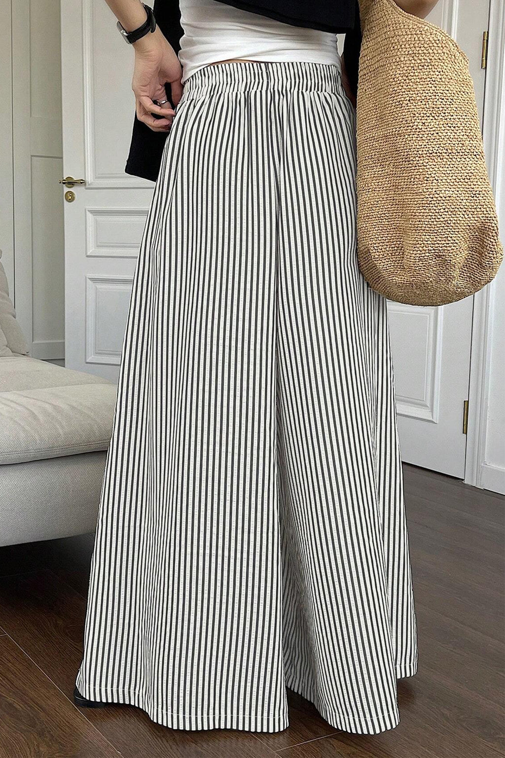 Hadley Pearl Black Stripe Wide-Leg Pants