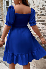 Hazel Blues® | Smocked Square Neck Short Sleeve Dress