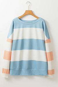 Hazel Blues® |  Contrast Color Block Round Neck Long Sleeve Top