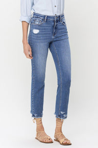 Hazel Blues® |  Lovervet High Rise Raw Hem Straight Jeans