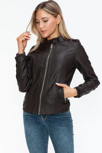 Hazel Blues® |  Snobbish PU Leather Biker Jacket with Side Zip Pockets