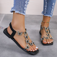 Hazel Blues® |  Rhinestone Butterfly Flat Sandals