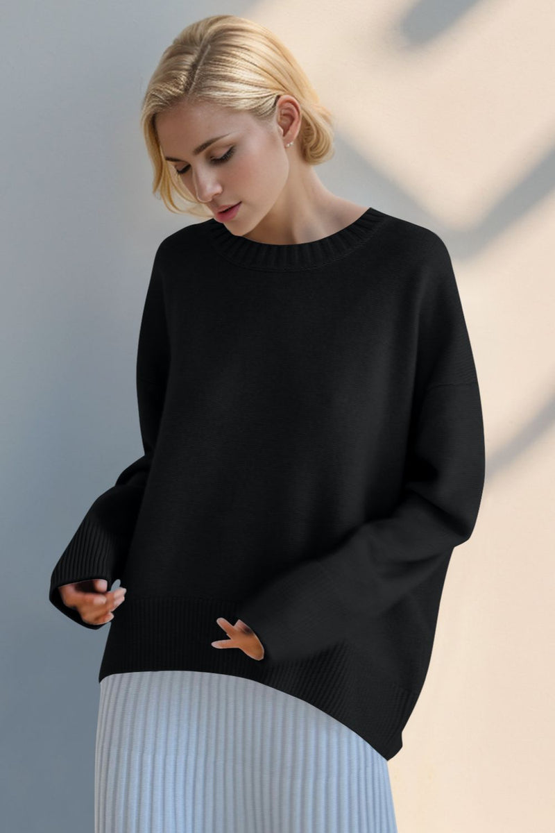 Hazel Blues® |  Basic Bae Round Neck Dropped Shoulder Sweater