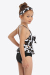 Hazel Blues® |  Printed Bow Detail Ruffled One-Piece Swimsuit