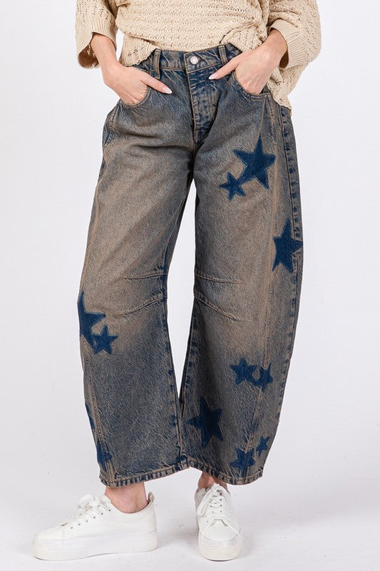 Hazel Blues® |  SAGE + FIG Star Wide Leg Jeans with Pockets