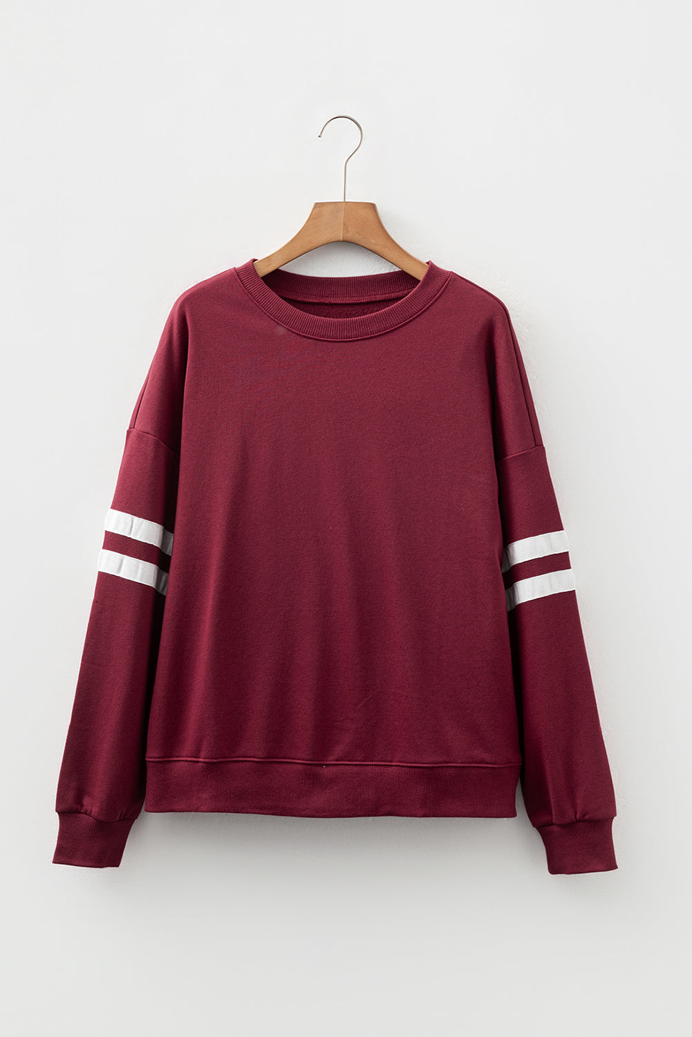 Juliette Noelle Burgundy Varsity Stripe Sweatshirt