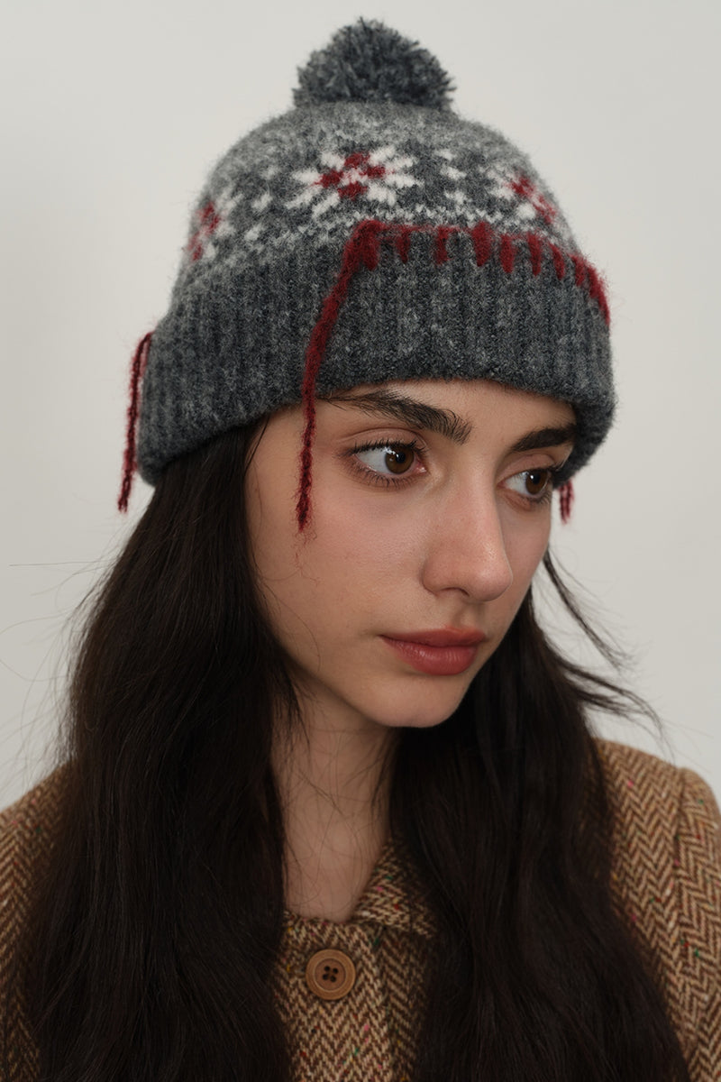 Hazel Blues® |  Seam Trim Geometric Knit Hat