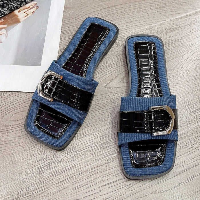 Hazel Blues® |  Buckle Trim Open Toe Sandals