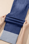 Hazel Blues® |  Real Teal Folded Cuffs Distressed Straight High Waist Jeans