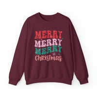 Hazel Blues® |  Merry Christmas Retro Faux Glitter Chenille Crewneck Sweatshirt