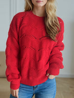 Hazel Blues® |  Openwork Round Neck Dropped Shoulder Sweater