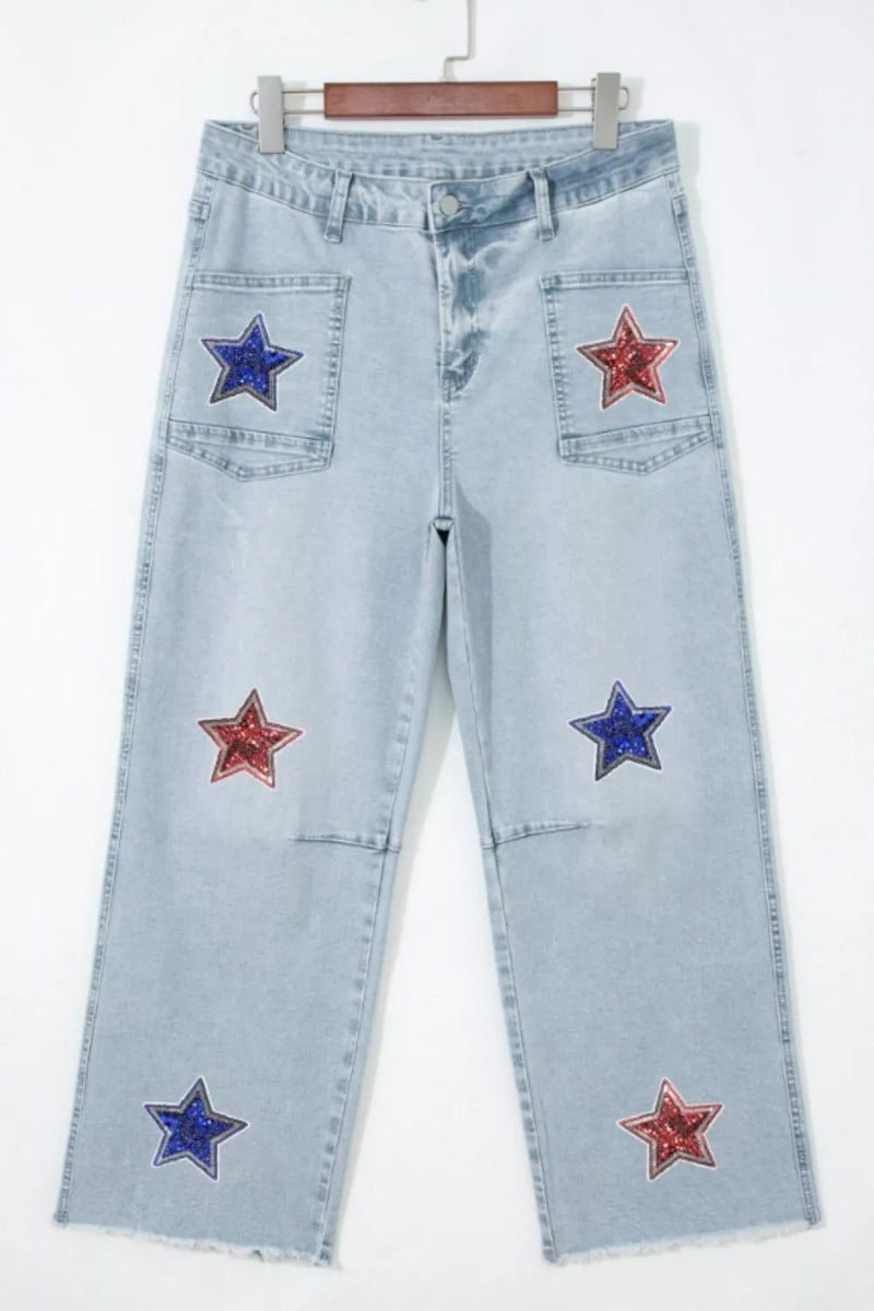 Star-Embellished Cropped Jeans – Hazel Blues®