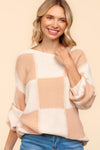 Hazel Blues® |  Haptics Checkered Round Neck Drop Shoulder Sweater